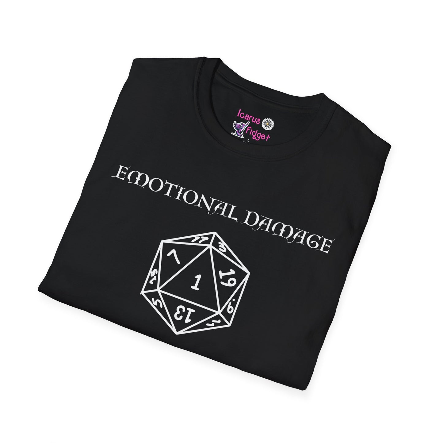 Emotional Damage Nat 1 Fail T Shirt, Critical Fail D20 Nat 1 RPG Tee, TTRPG Gamer Gift, Nerdy Gothic Dice Goblin Fashion