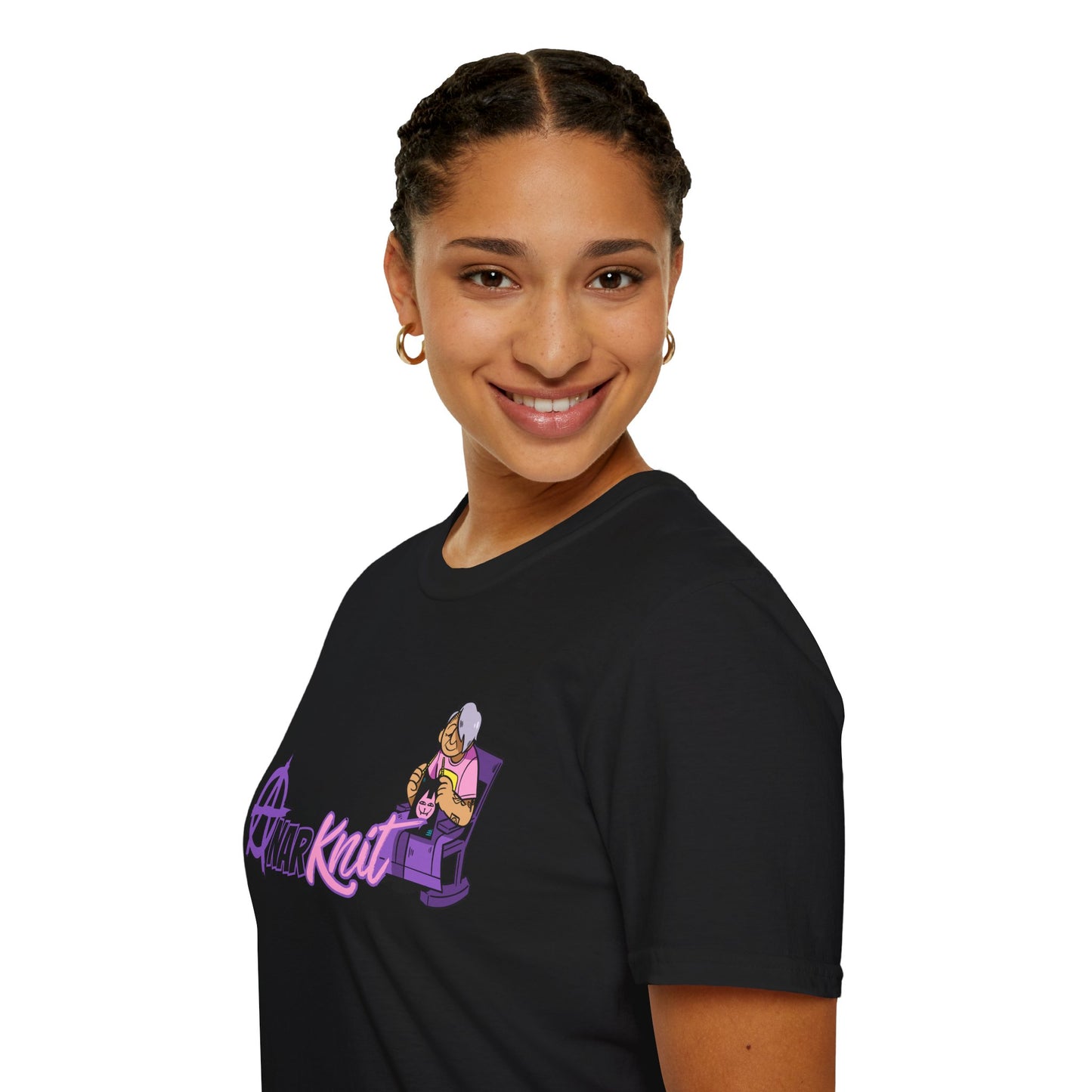 AnarKnit Punk Rock Grandma Shirt, Knitting Rebellion Tee, Cozy Chaos Craftcore Aesthetic