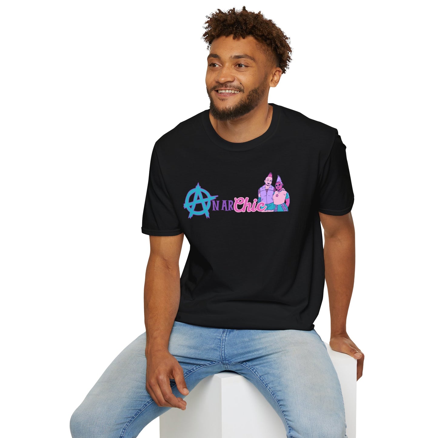 AnarChic Queer Punk Fashion Tee, Alt Streetwear Anarchy Shirt, Rebel Style with Pastel Edge