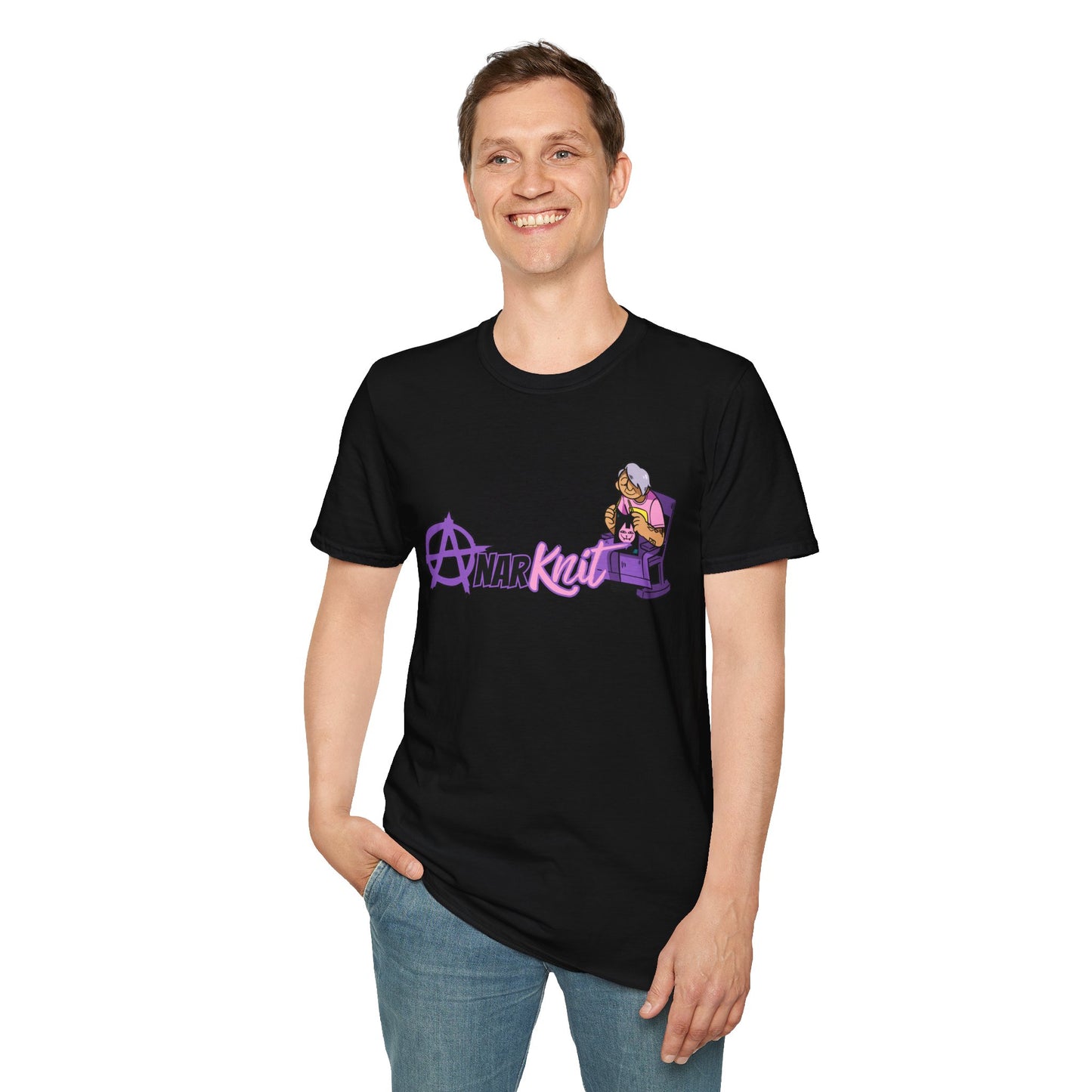 AnarKnit Punk Rock Grandma Shirt, Knitting Rebellion Tee, Cozy Chaos Craftcore Aesthetic