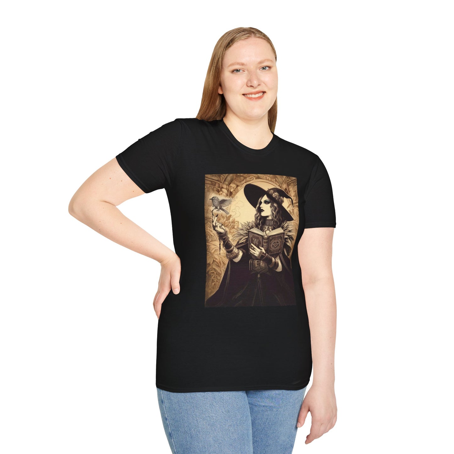 Clara the Forest Witch shirt, Gothic Arcane Portrait Art, Feminine Power Occult Illustration