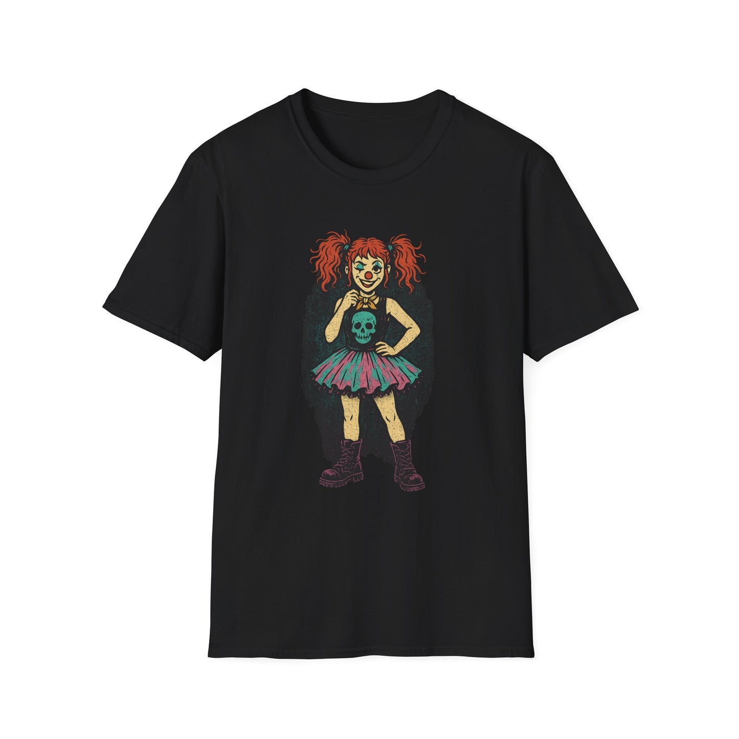 Goth Clown Girl Shirt, Punk Circuscore Tutu Clown T Shirt, Creepy Cute Jester Aesthetic, Alt Clowncore Fashion