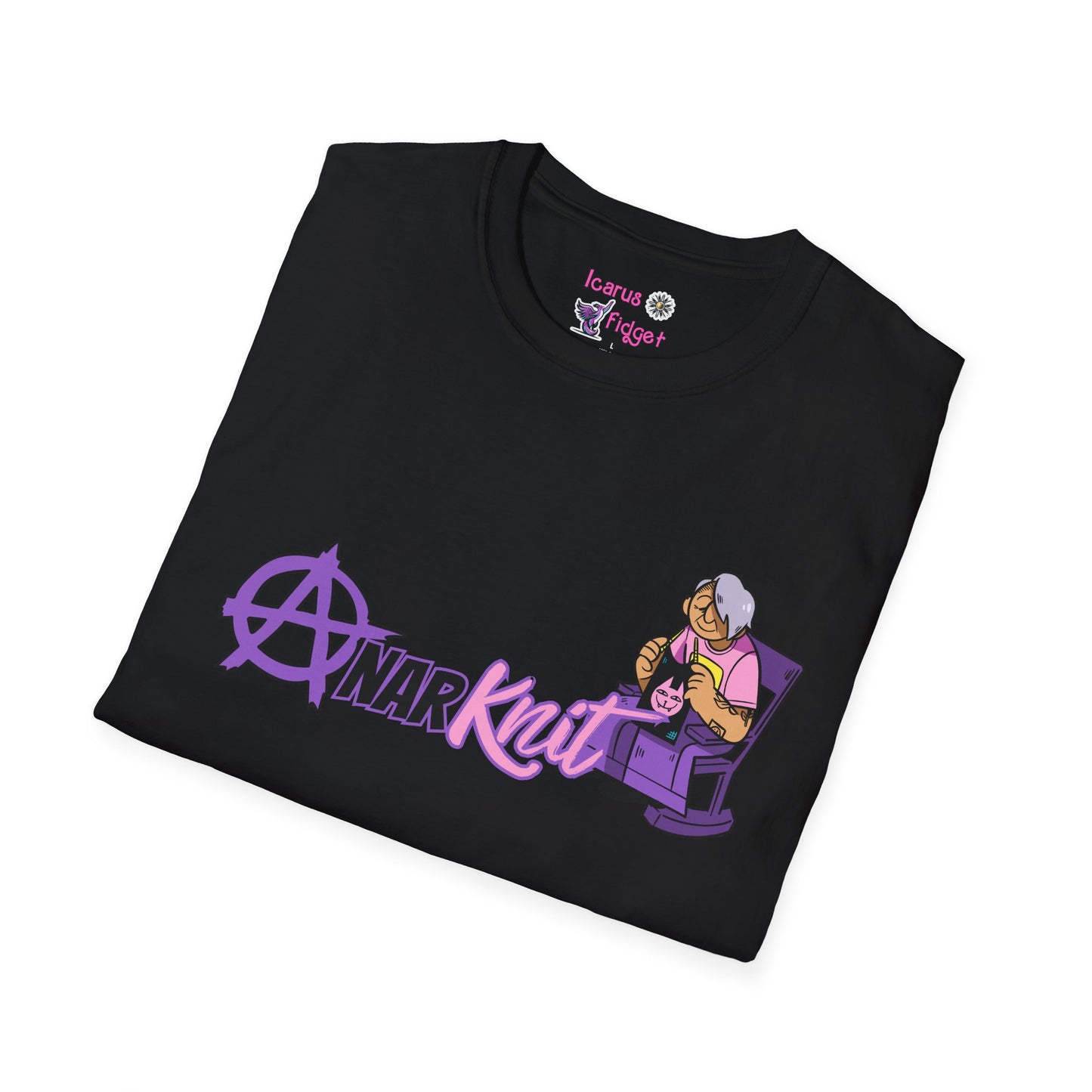 AnarKnit Punk Rock Grandma Shirt, Knitting Rebellion Tee, Cozy Chaos Craftcore Aesthetic