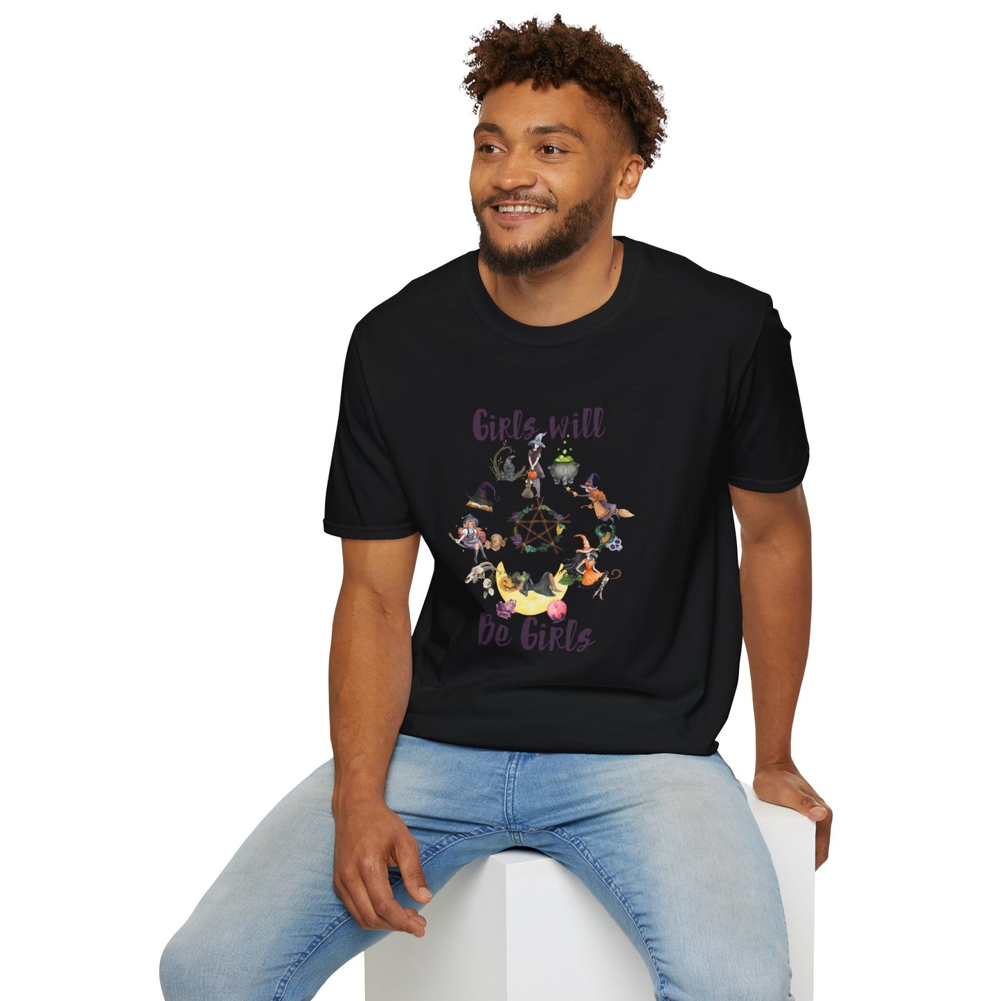 Girls Will Be Girls Witchy Coven Shirt, Feminist Moon Magic Aesthetic Tee, Spooky Sisterhood Print