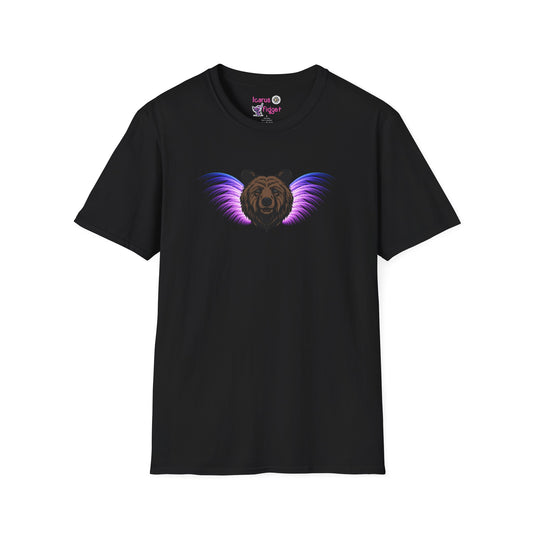 Celestial Bear Spirit Shirt, Winged Grizzly Animal Totem Tee, Psychedelic Festival Wildlife Graphic