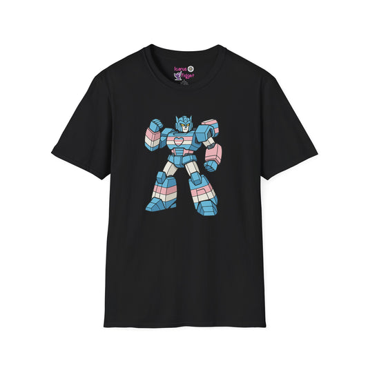 Trans-Former Shirt,  Transgender Robot Pride Tee, Queer Mecha Graphic T Shirt, LGBTQ+ Affirmation Apparel