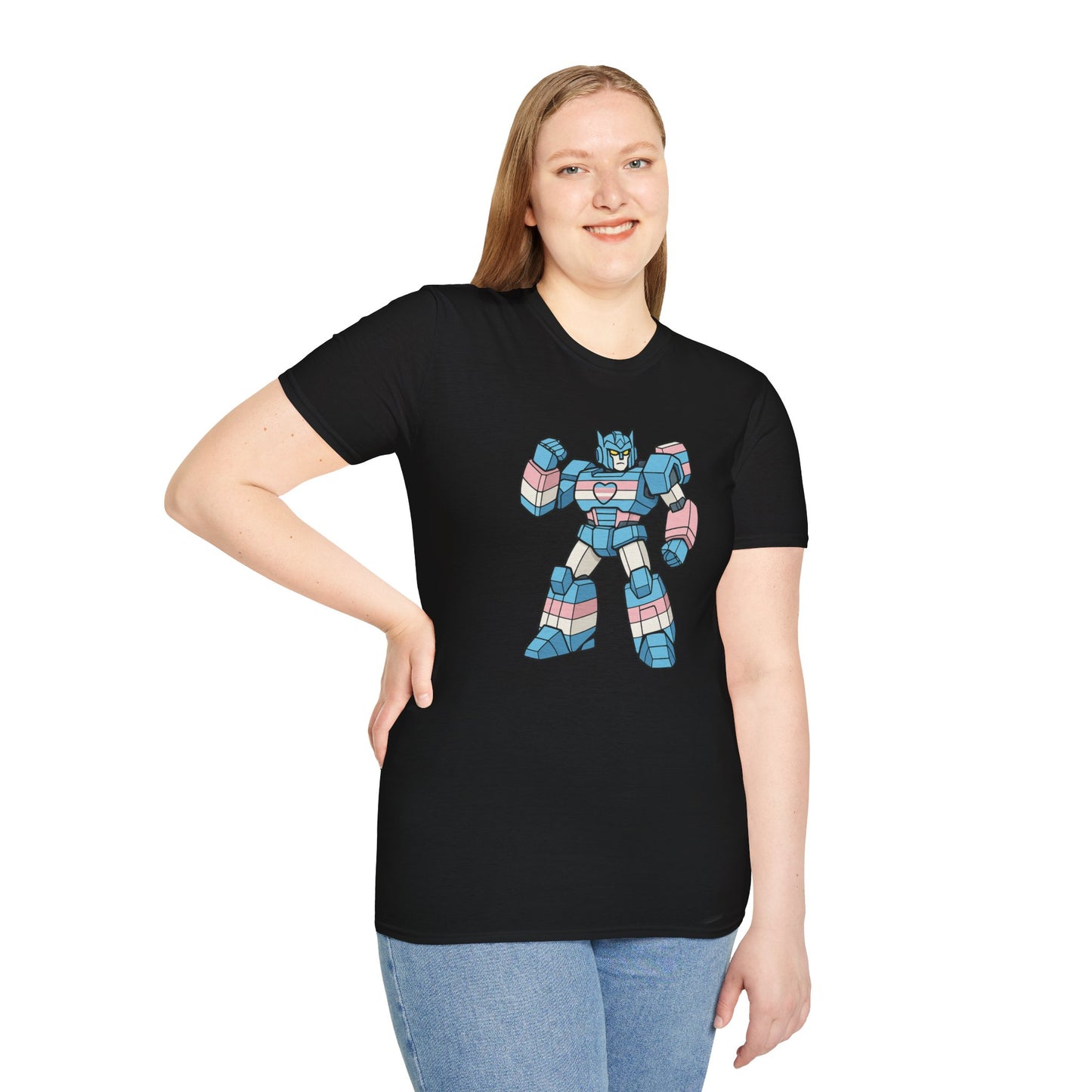 Trans-Former Shirt,  Transgender Robot Pride Tee, Queer Mecha Graphic T Shirt, LGBTQ+ Affirmation Apparel