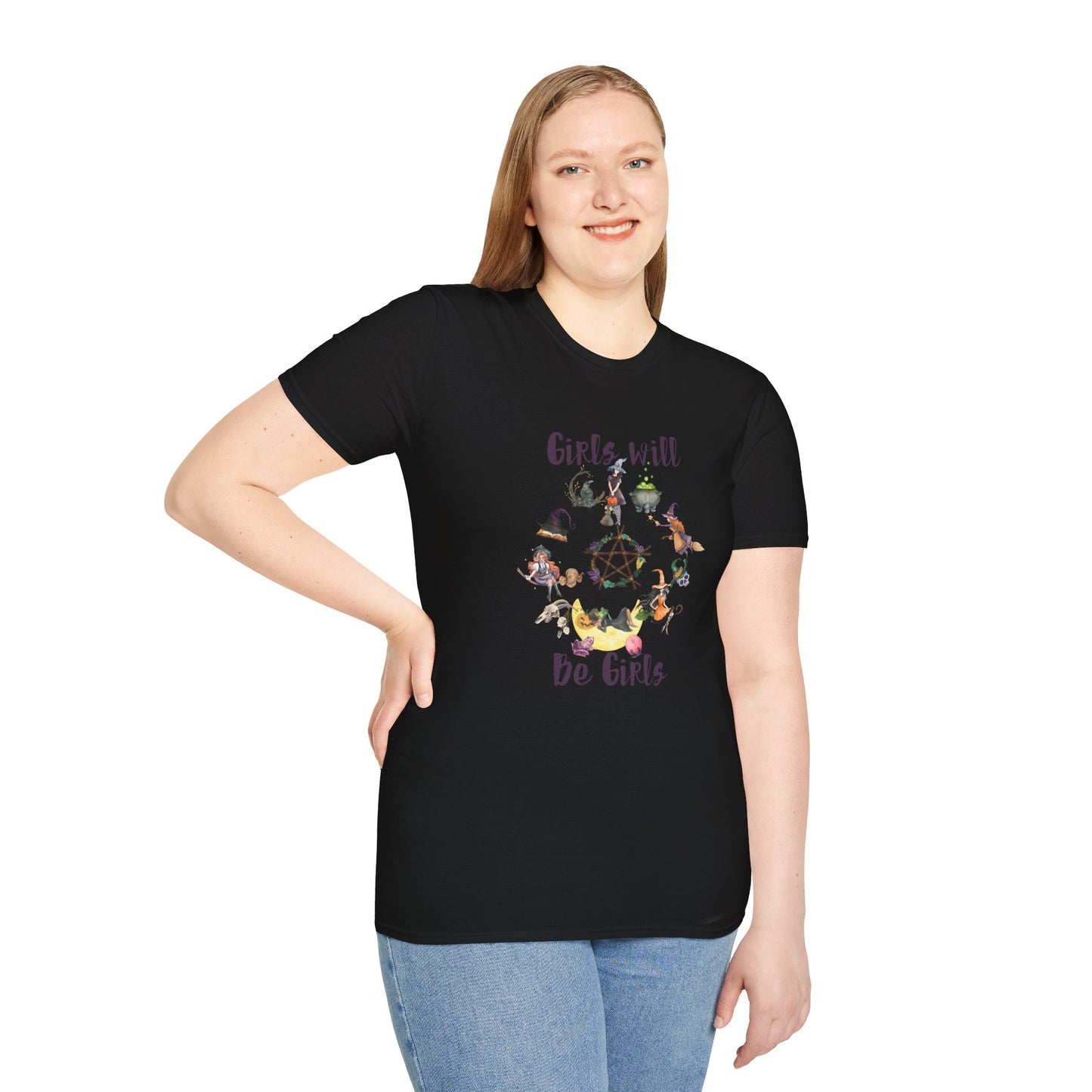 Girls Will Be Girls Witchy Coven Shirt, Feminist Moon Magic Aesthetic Tee, Spooky Sisterhood Print