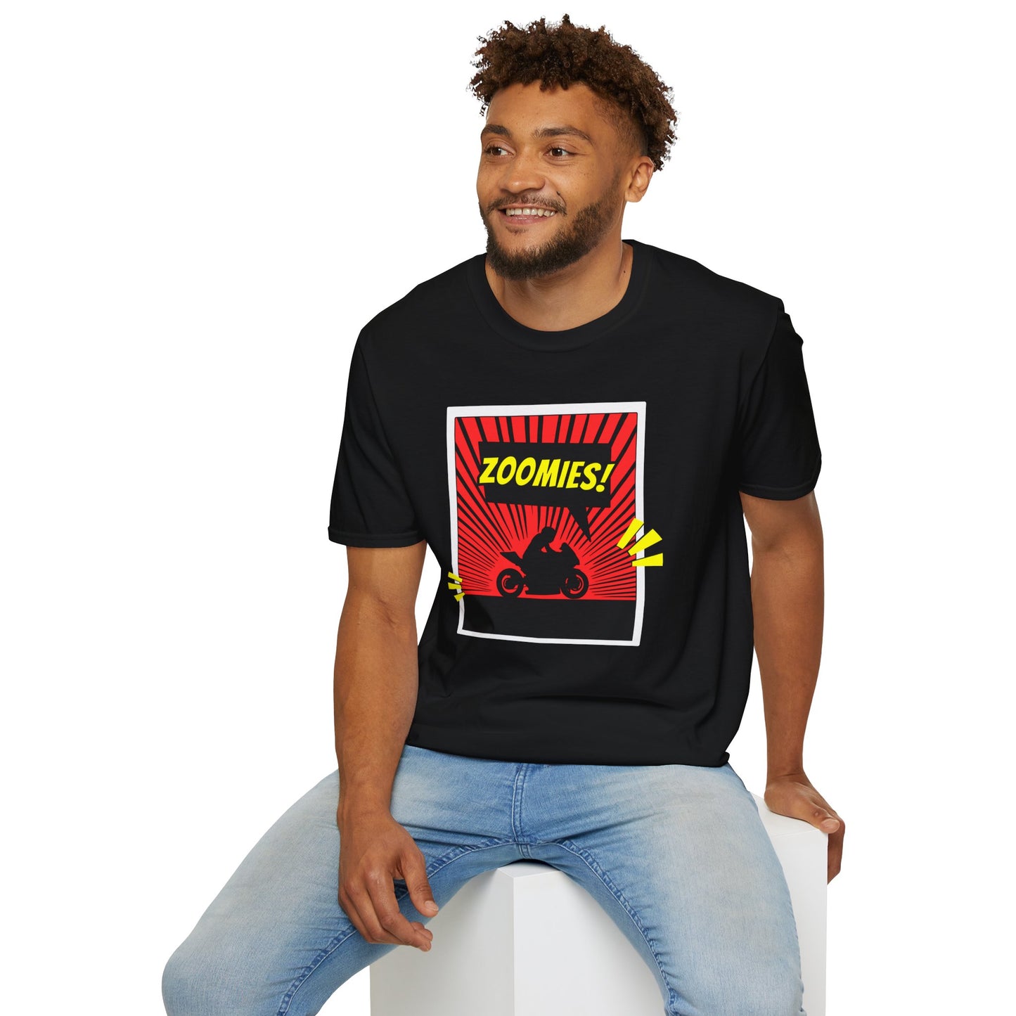 ZOOMIES! Motorcycle Comic Shirt, Sport Bike Rider Graphic Tee, High Octane Chaos Core, Racer Gift