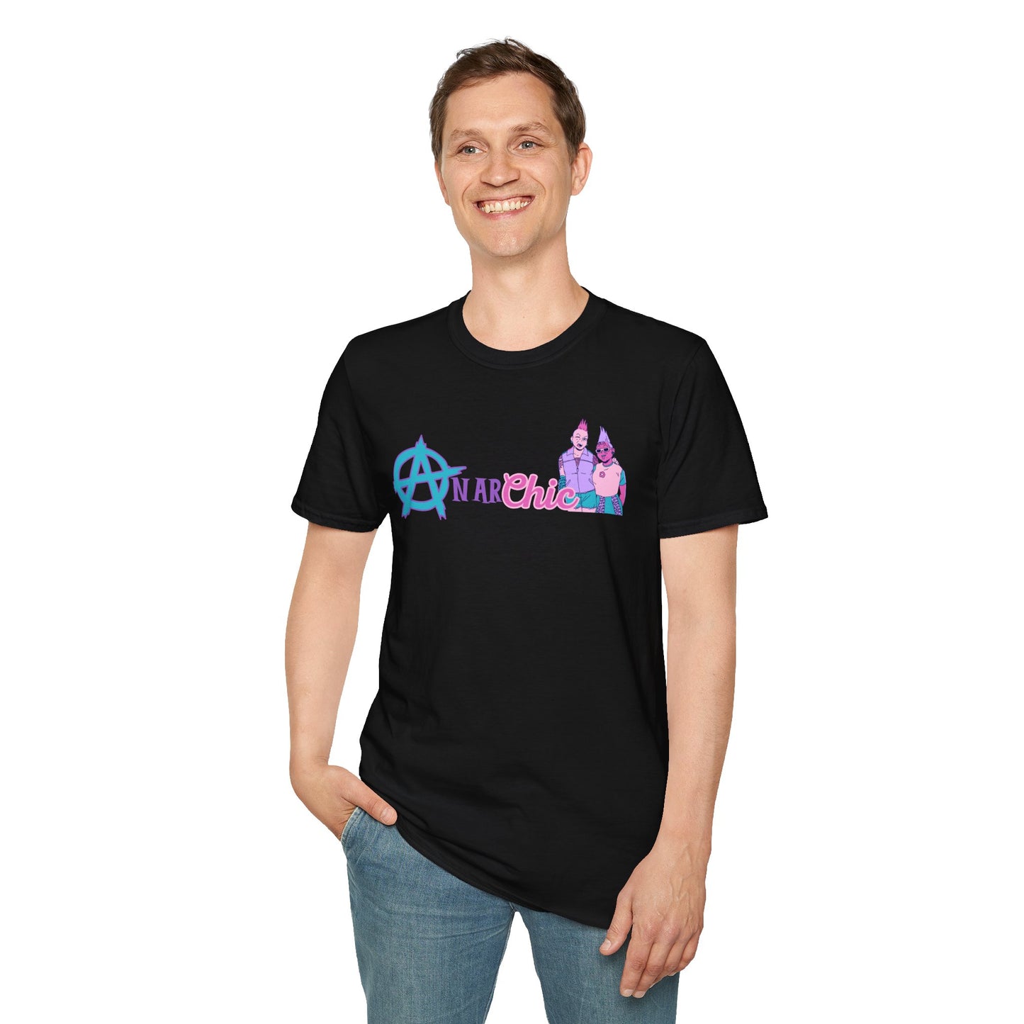 AnarChic Queer Punk Fashion Tee, Alt Streetwear Anarchy Shirt, Rebel Style with Pastel Edge