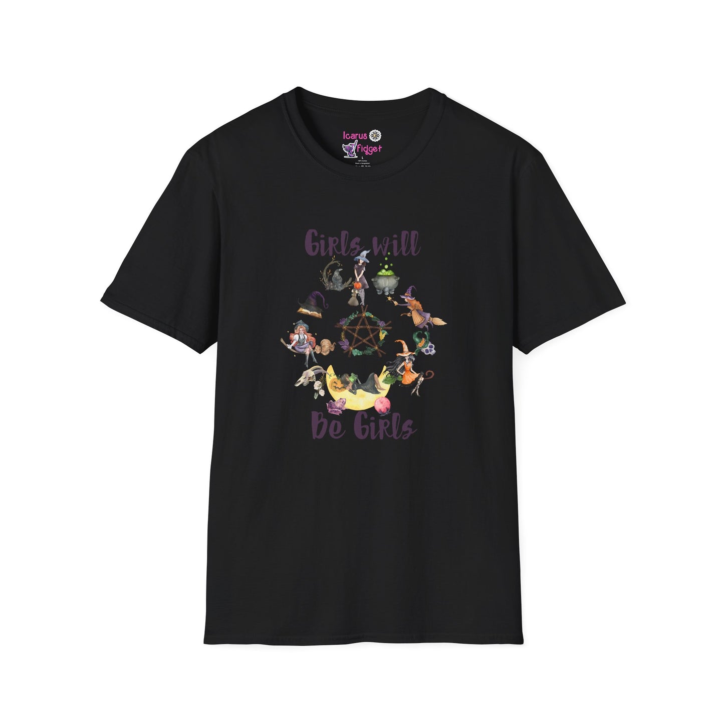 Girls Will Be Girls Witchy Coven Shirt, Feminist Moon Magic Aesthetic Tee, Spooky Sisterhood Print