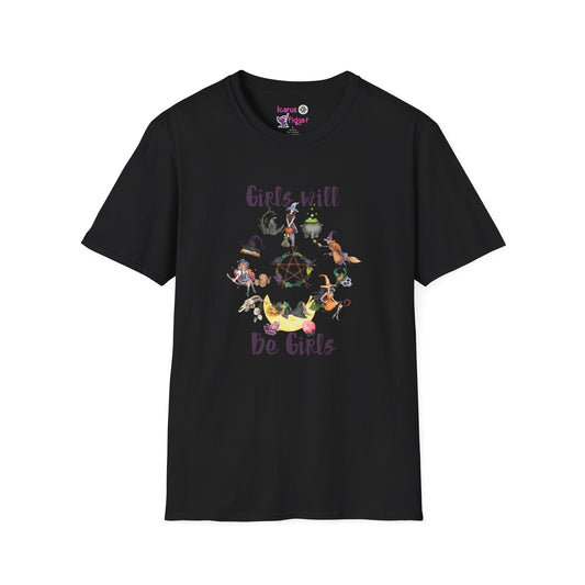 Girls Will Be Girls Witchy Coven Shirt, Feminist Moon Magic Aesthetic Tee, Spooky Sisterhood Print