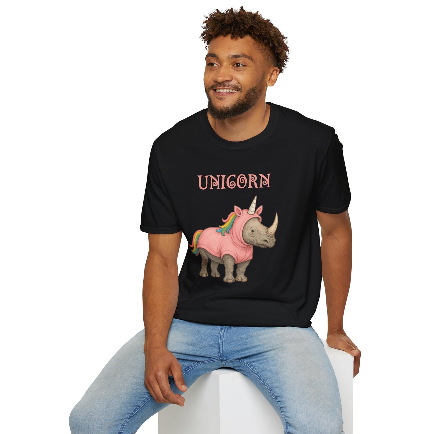 Unicorn Rhino Shirt, Funny Rainbow Rhino in T Shirt, Cute Animal Meme Tee, LGBTQ Kawaii Gift