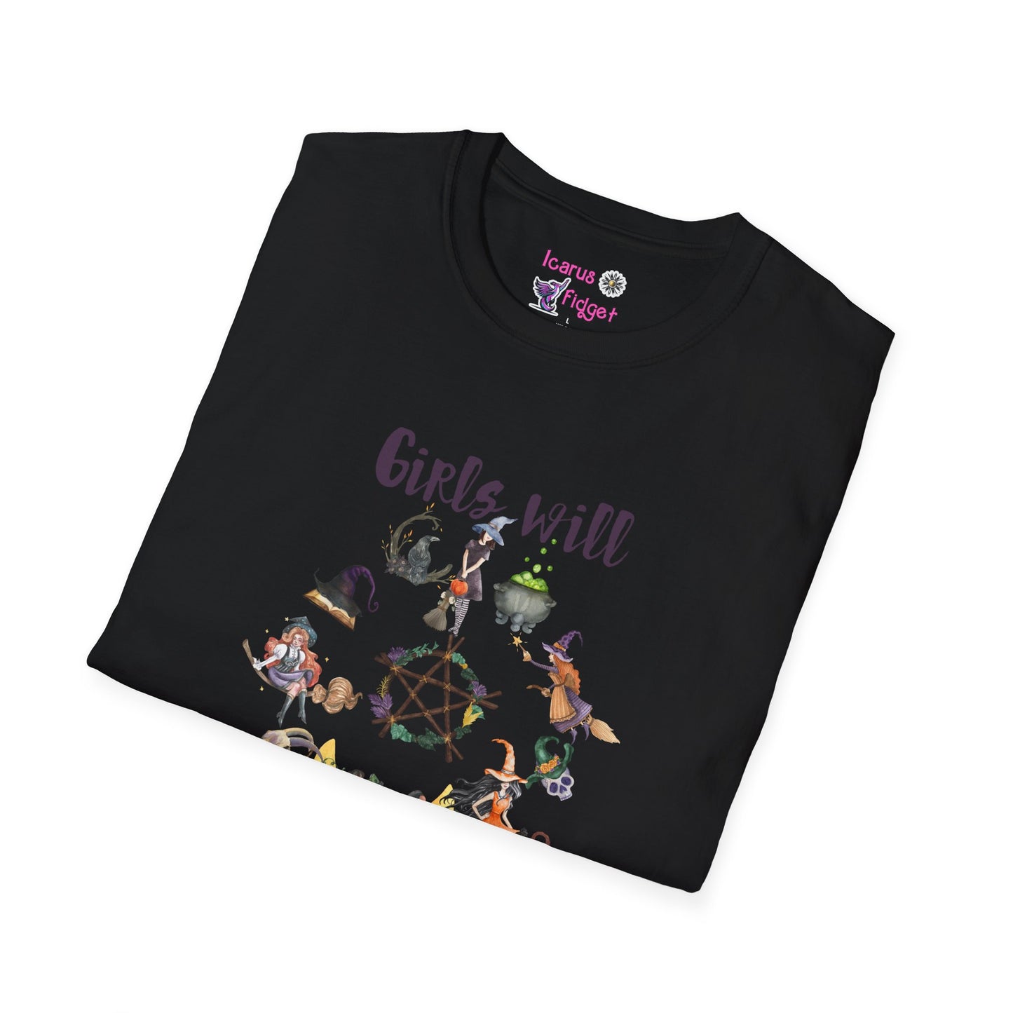 Girls Will Be Girls Witchy Coven Shirt, Feminist Moon Magic Aesthetic Tee, Spooky Sisterhood Print