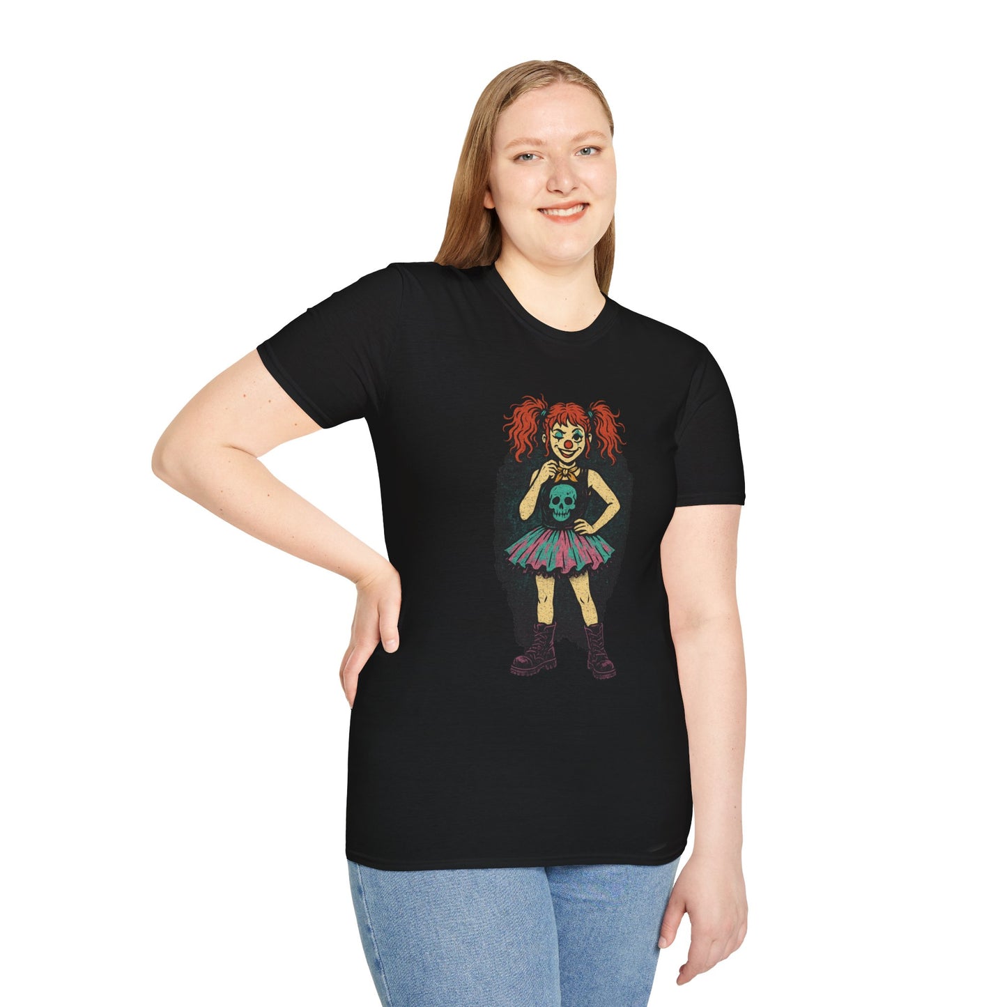 Goth Clown Girl Shirt, Punk Circuscore Tutu Clown T Shirt, Creepy Cute Jester Aesthetic, Alt Clowncore Fashion
