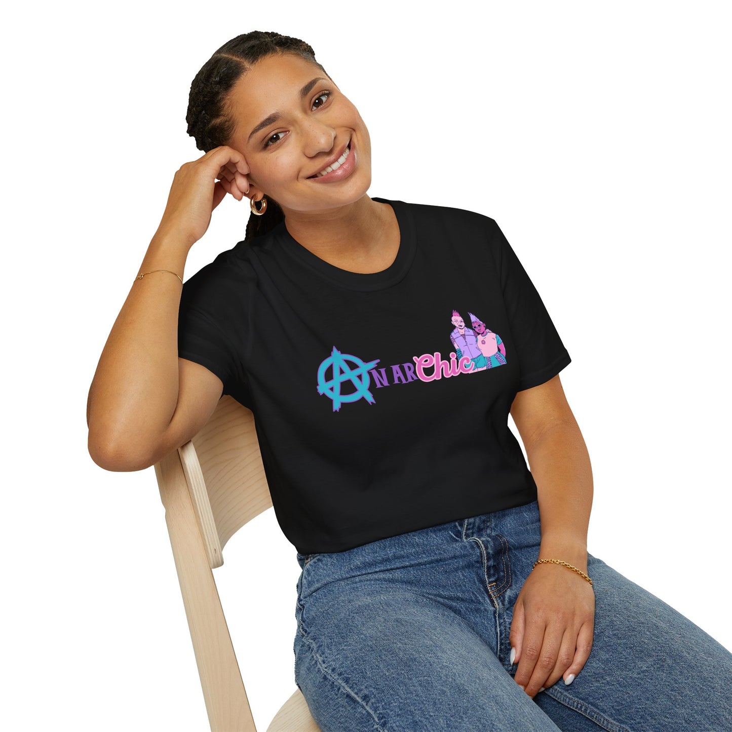 AnarChic Queer Punk Fashion Tee, Alt Streetwear Anarchy Shirt, Rebel Style with Pastel Edge