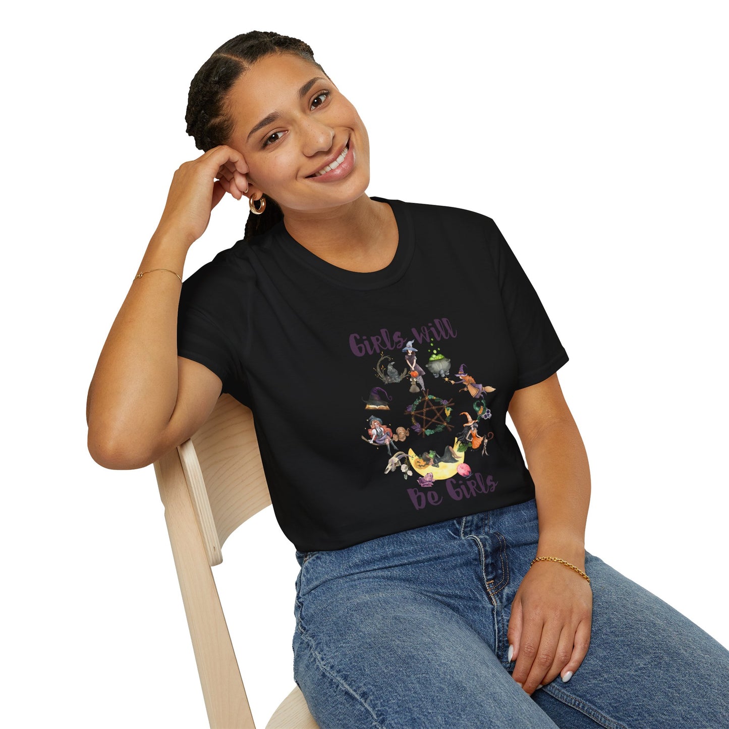 Girls Will Be Girls Witchy Coven Shirt, Feminist Moon Magic Aesthetic Tee, Spooky Sisterhood Print