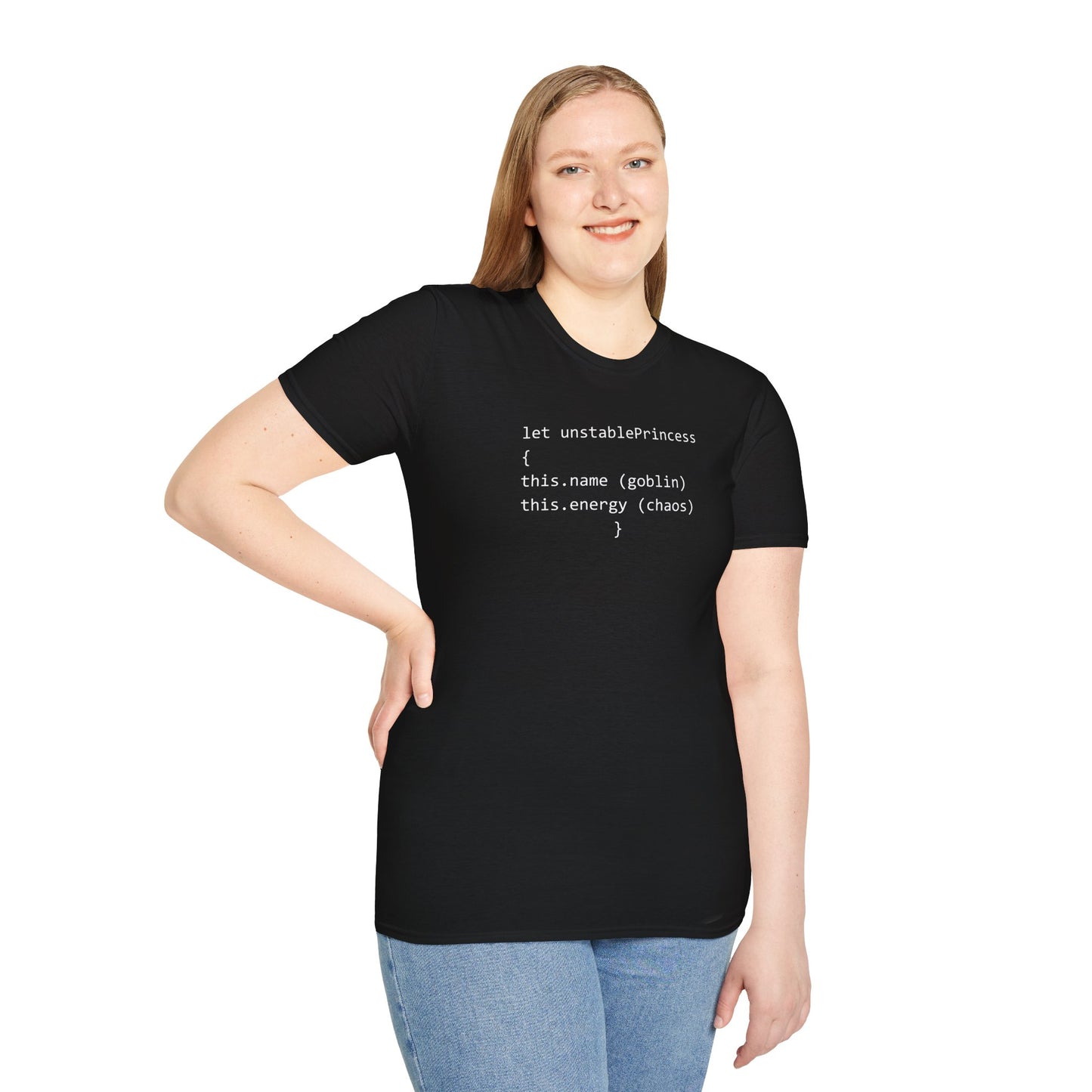 unstablePrincess Code Shirt, Funny JavaScript Goblin Energy Tee, Developer Chaos Apparel