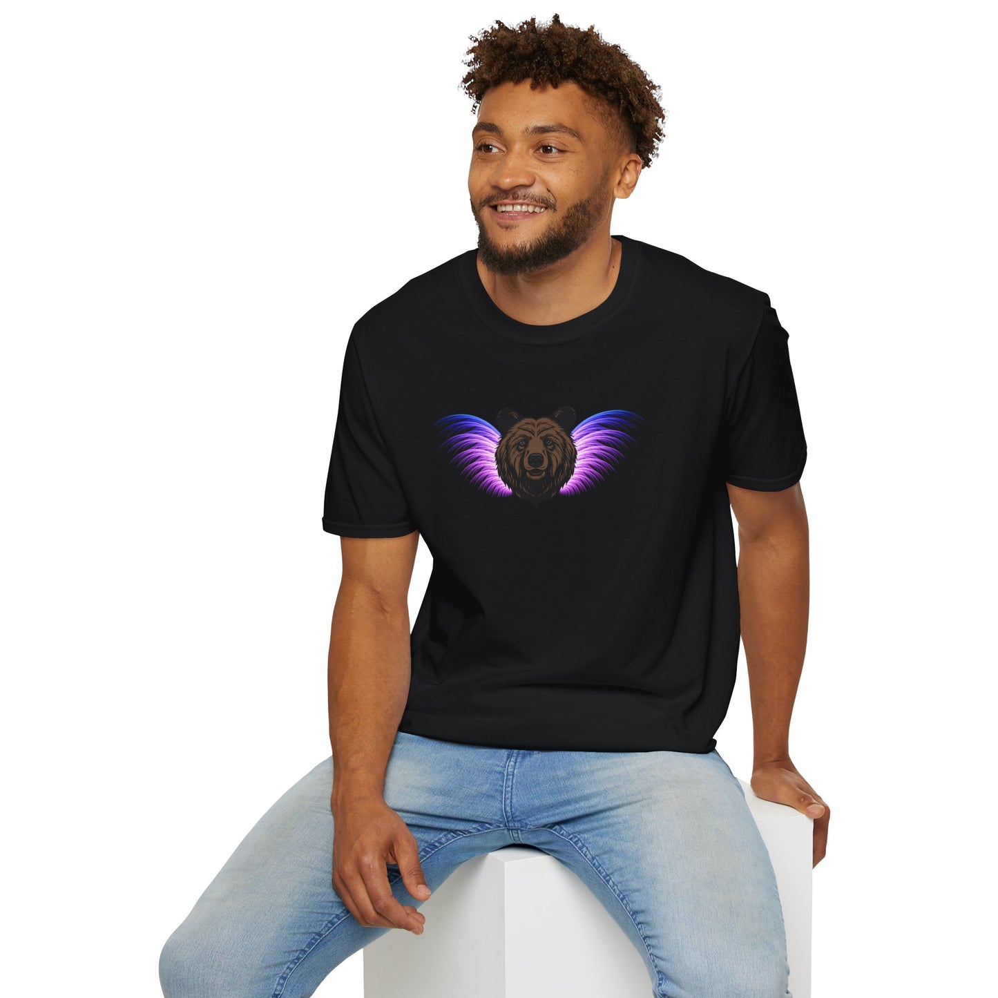 Celestial Bear Spirit Shirt, Winged Grizzly Animal Totem Tee, Psychedelic Festival Wildlife Graphic