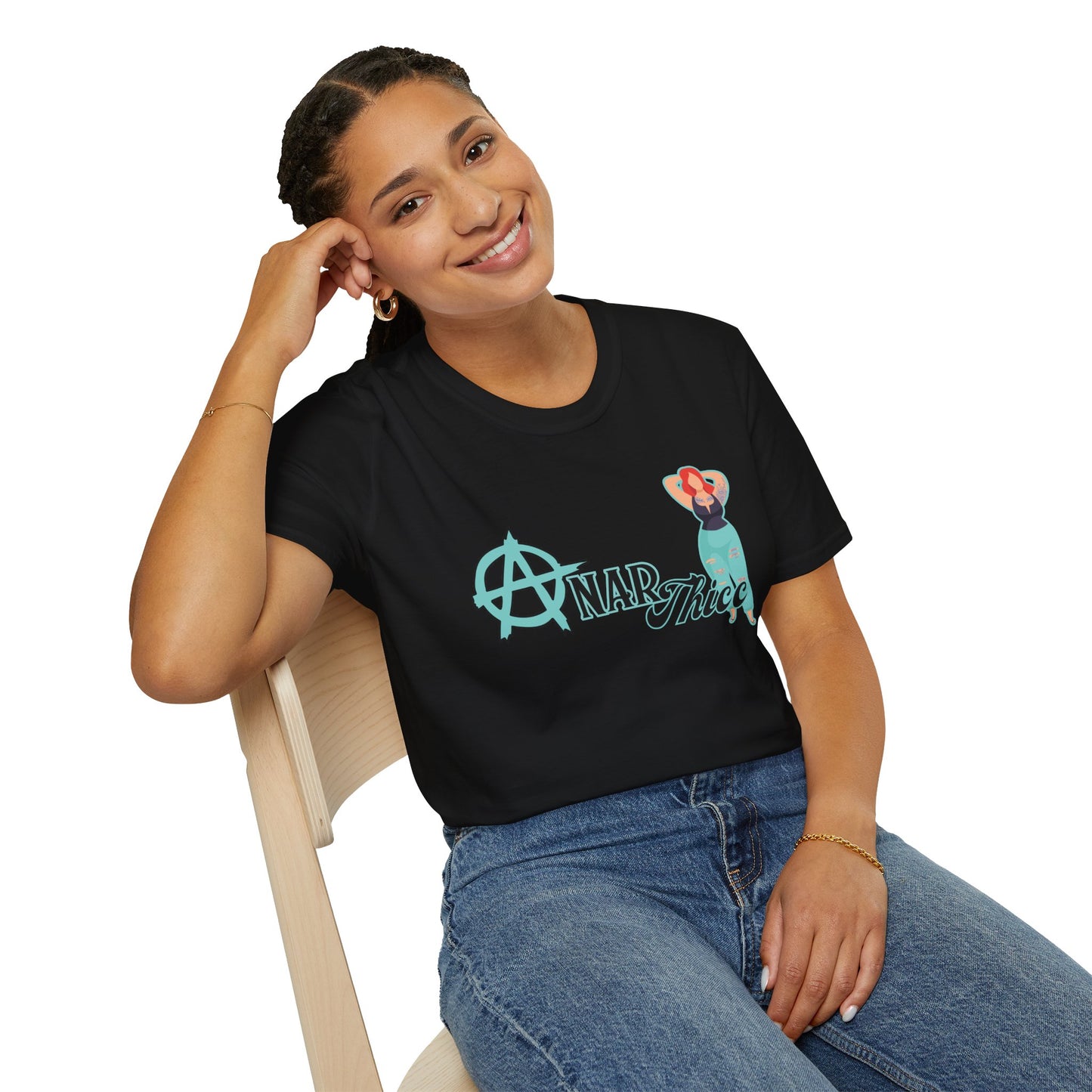 AnarThicc Body Positive Punk Shirt, Alt Plus Size Babe Tee, Tattooed Rebel Thicc Girl Graphic