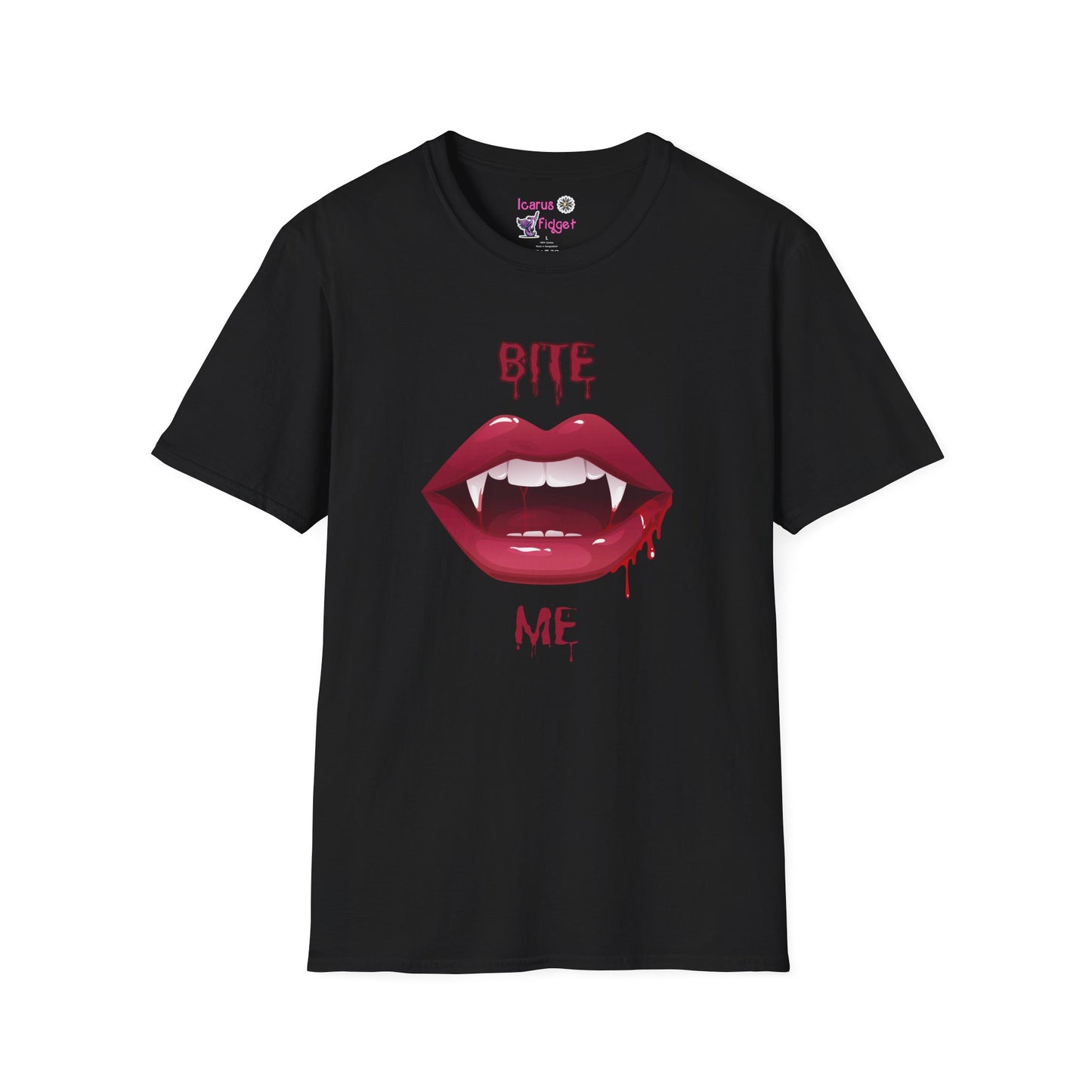 Bite Me Vampire Lips Shirt, Gothic Fang Babe Tee, Sexy Blood Drip Horrorcore Graphic