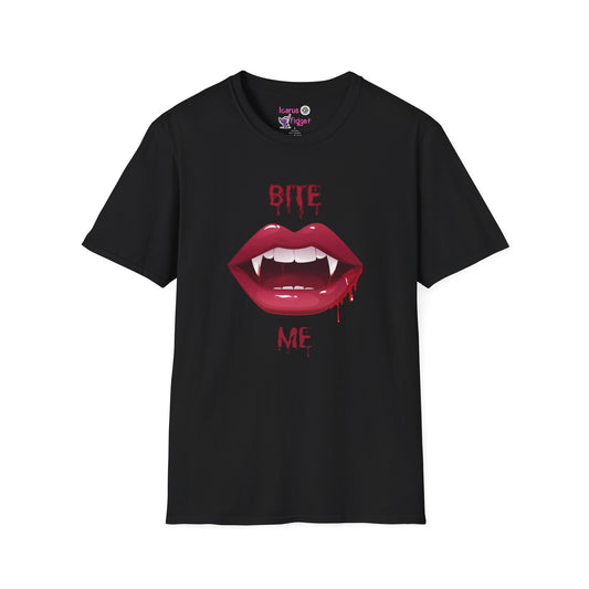 Bite Me Vampire Lips Shirt, Gothic Fang Babe Tee, Sexy Blood Drip Horrorcore Graphic