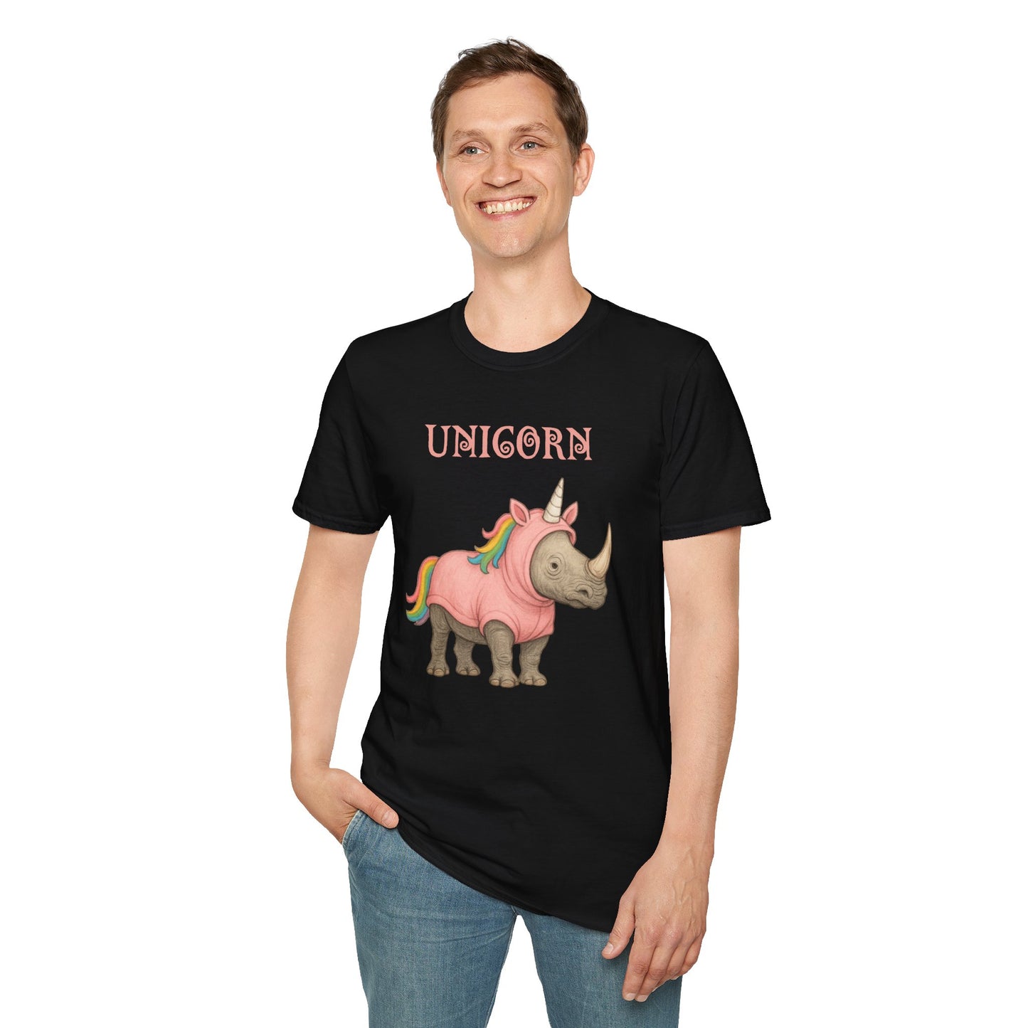 Unicorn Rhino Shirt, Funny Rainbow Rhino in T Shirt, Cute Animal Meme Tee, LGBTQ Kawaii Gift