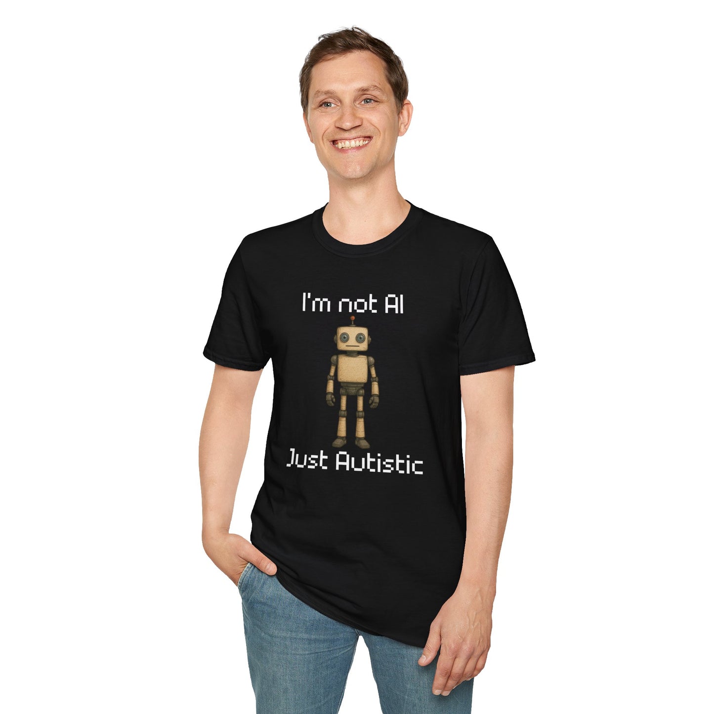 I'm Not AI Just Autistic Shirt, Neurodivergent Pride Robot Tee, Autism Awareness Shirt, Funny Pixel Graphic T Shirt