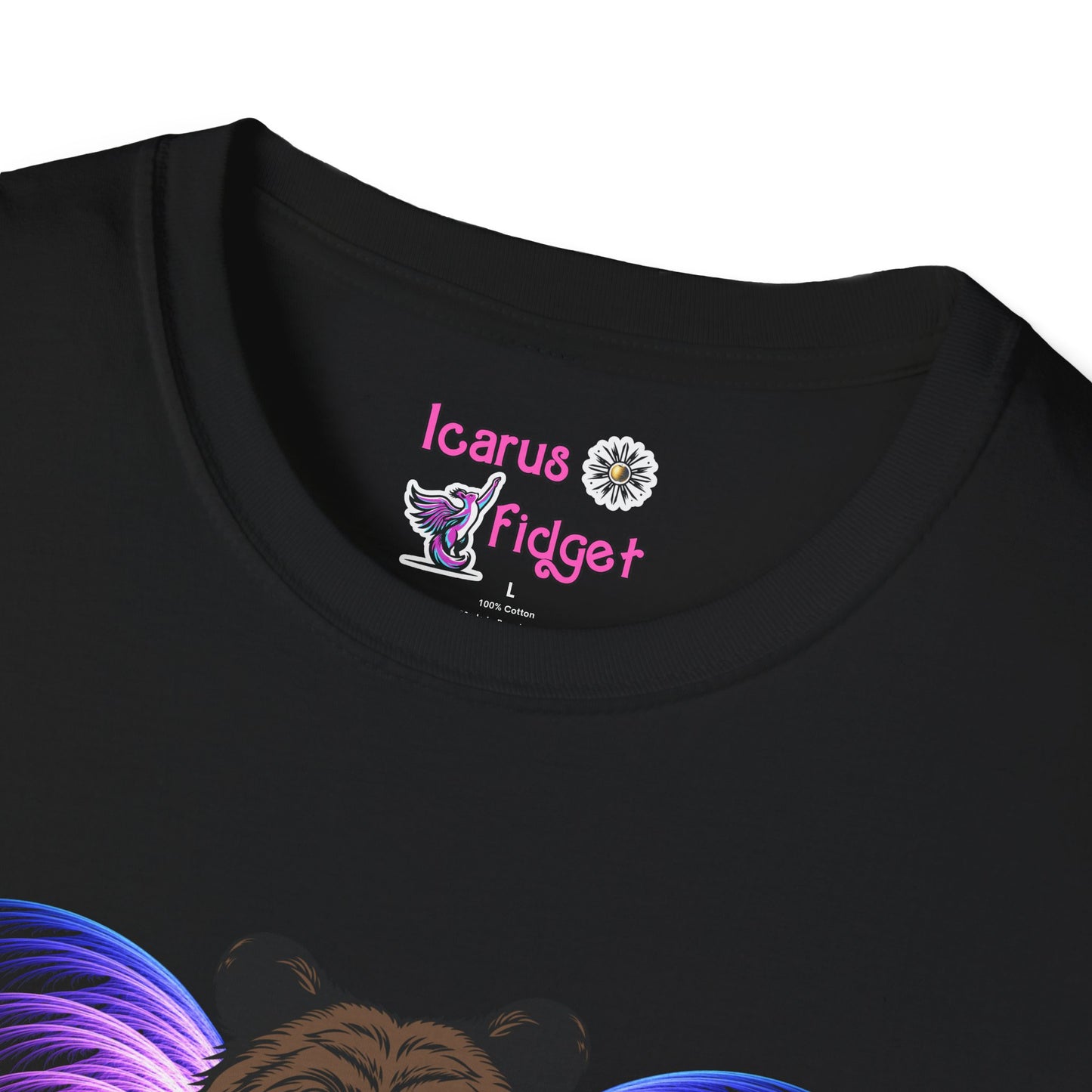Celestial Bear Spirit Shirt, Winged Grizzly Animal Totem Tee, Psychedelic Festival Wildlife Graphic