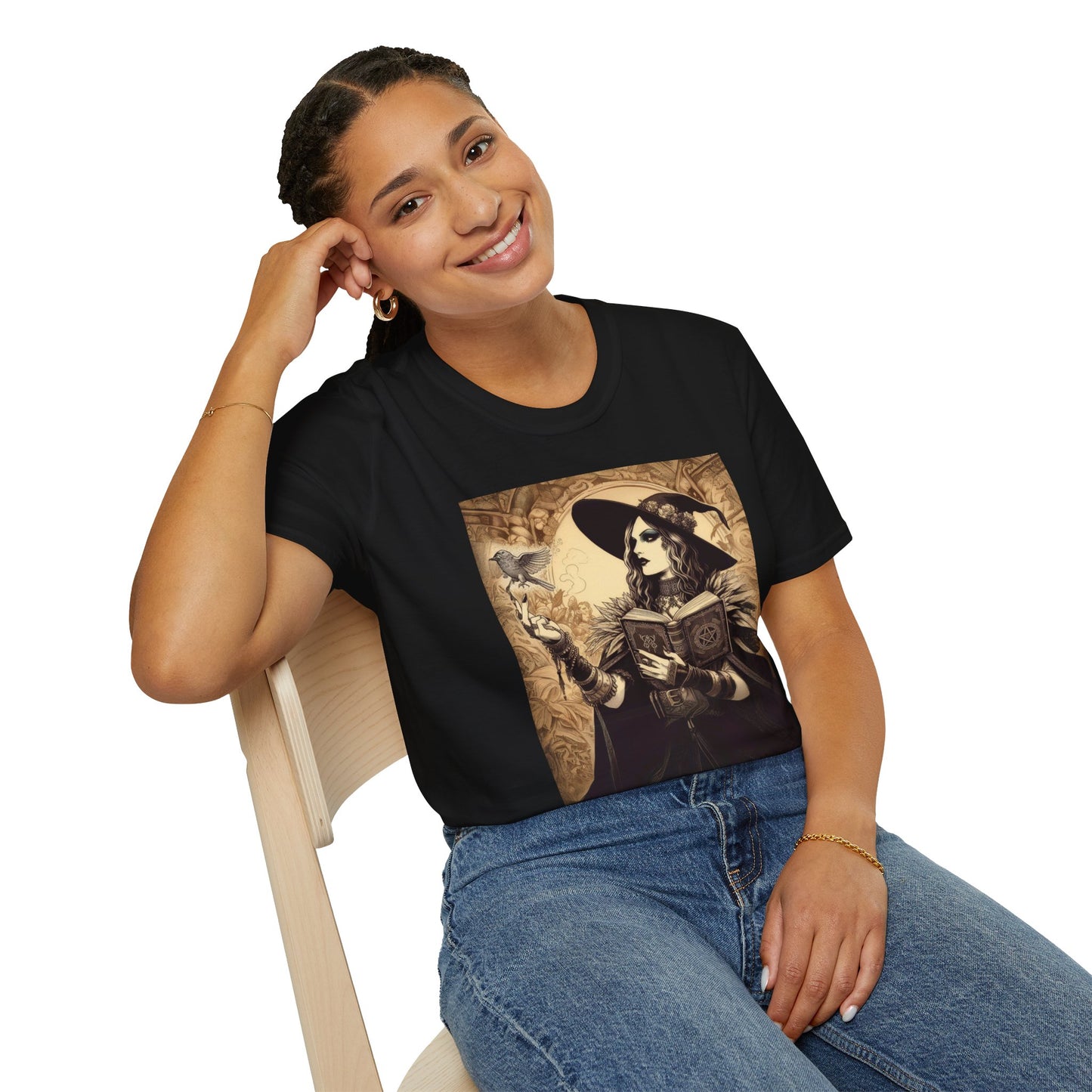 Clara the Forest Witch shirt, Gothic Arcane Portrait Art, Feminine Power Occult Illustration