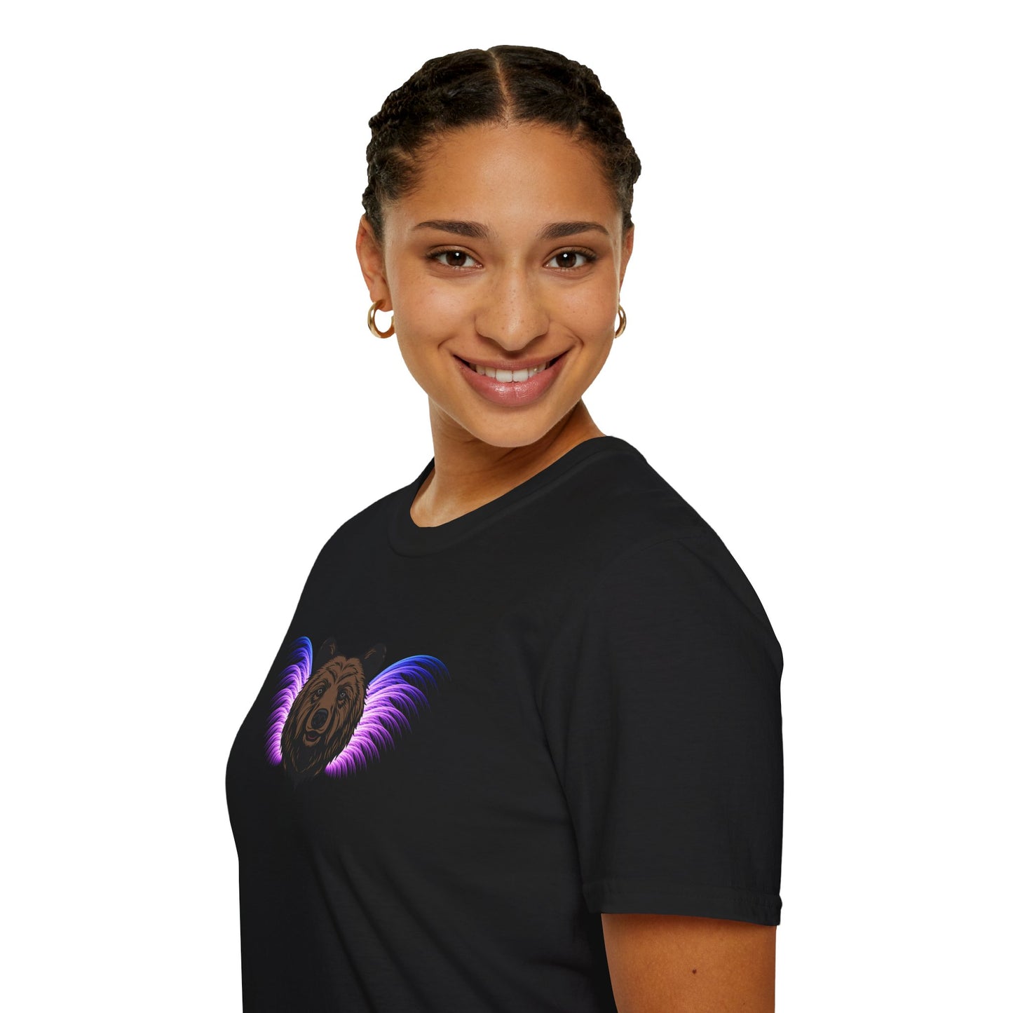 Celestial Bear Spirit Shirt, Winged Grizzly Animal Totem Tee, Psychedelic Festival Wildlife Graphic