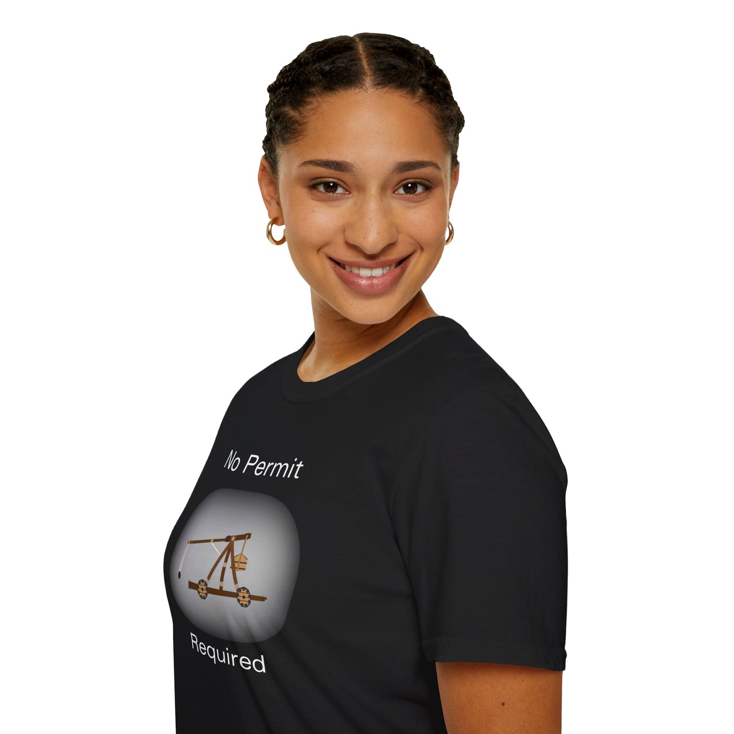 No Permit Required Trebuchet Shirt, Medieval Chaos Catapult Meme Tee, Funny Nerdy TTRPG Engineer Gift