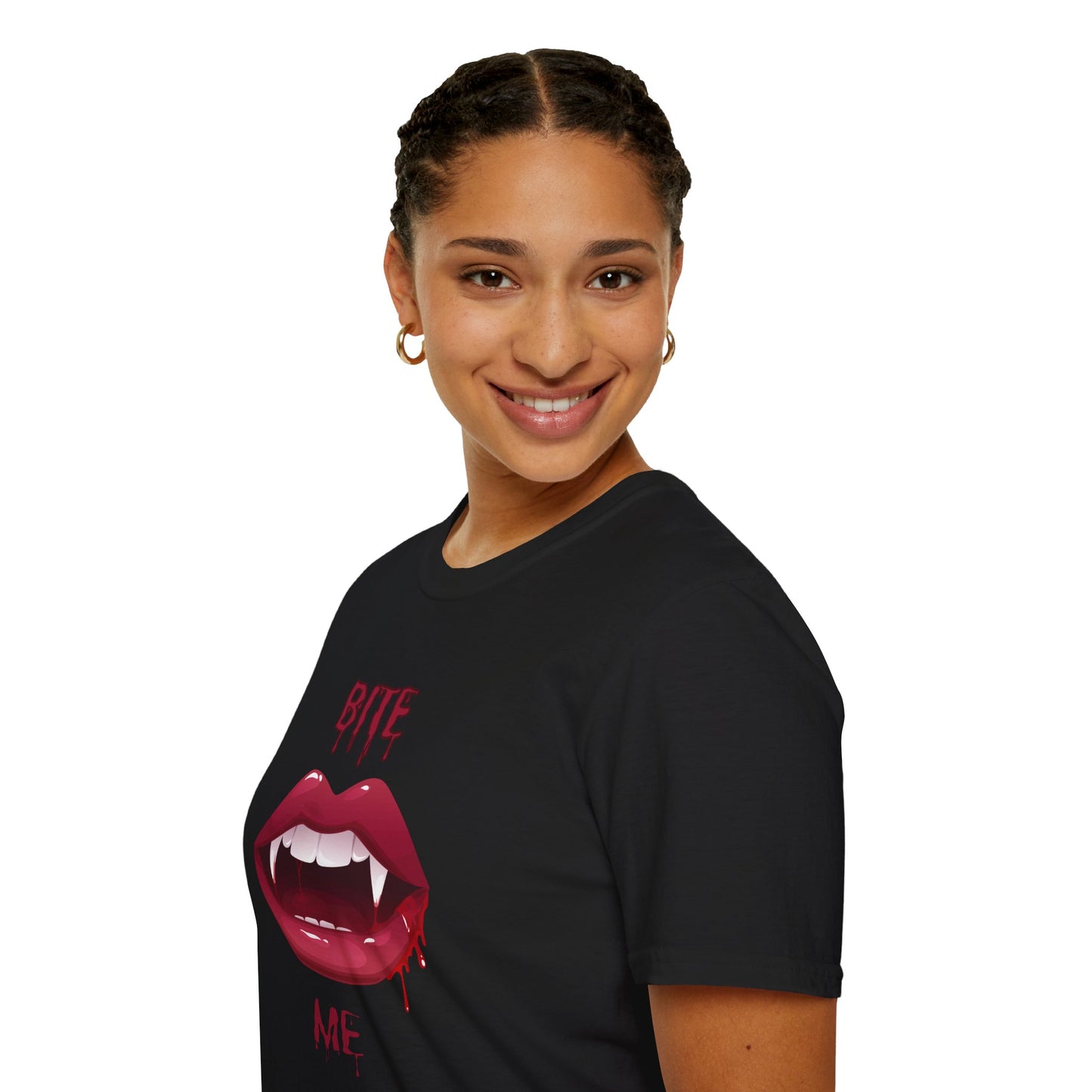 Bite Me Vampire Lips Shirt, Gothic Fang Babe Tee, Sexy Blood Drip Horrorcore Graphic