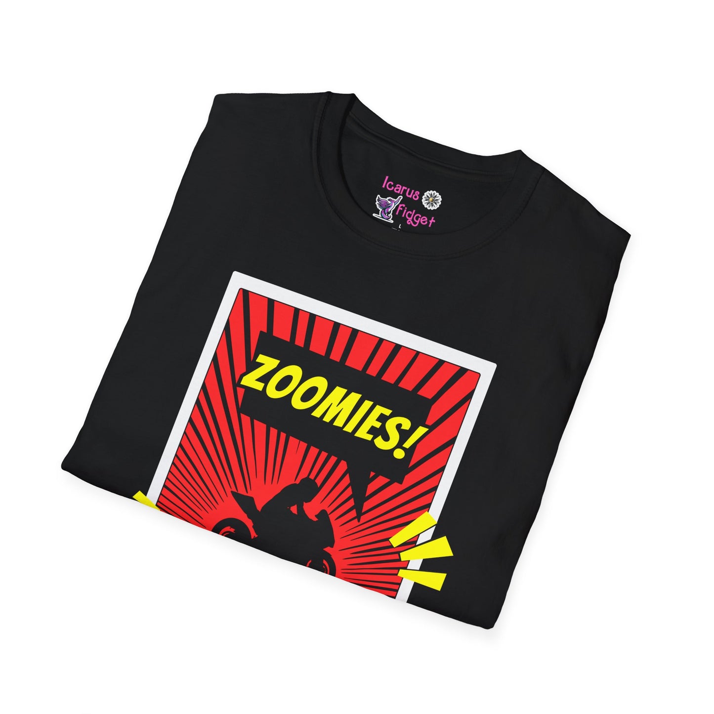 ZOOMIES! Motorcycle Comic Shirt, Sport Bike Rider Graphic Tee, High Octane Chaos Core, Racer Gift