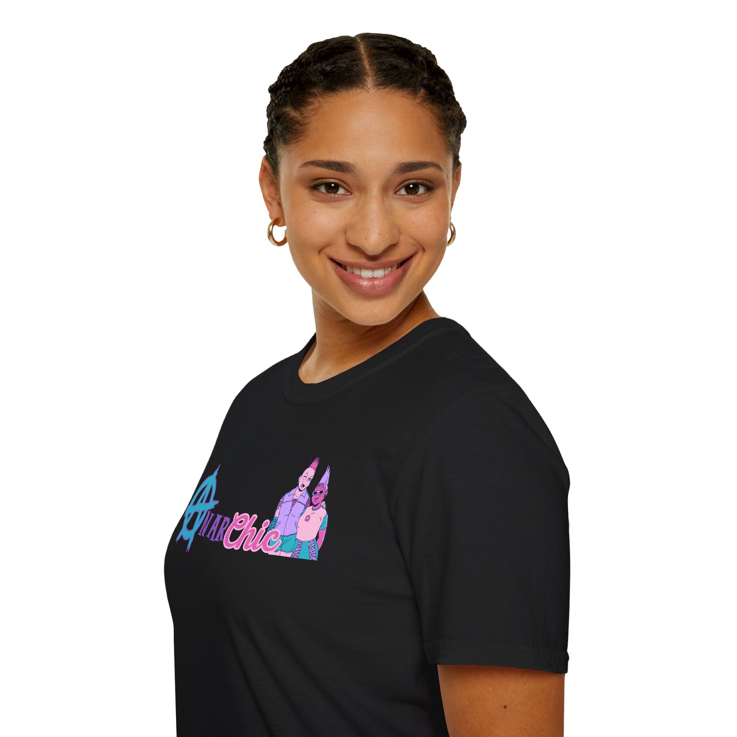 AnarChic Queer Punk Fashion Tee, Alt Streetwear Anarchy Shirt, Rebel Style with Pastel Edge