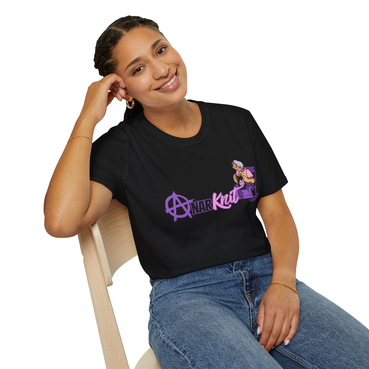 AnarKnit Punk Rock Grandma Shirt, Knitting Rebellion Tee, Cozy Chaos Craftcore Aesthetic