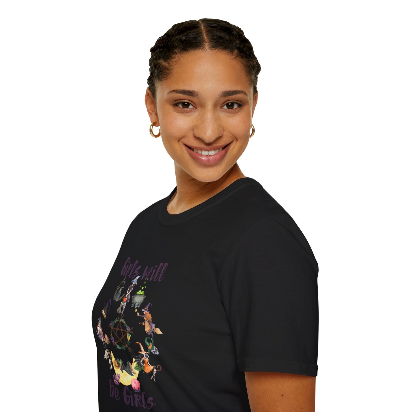 Girls Will Be Girls Witchy Coven Shirt, Feminist Moon Magic Aesthetic Tee, Spooky Sisterhood Print