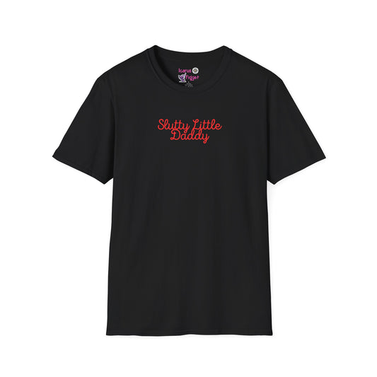 Slutty Little Daddy T-Shirt | Script Red Text on White Tee