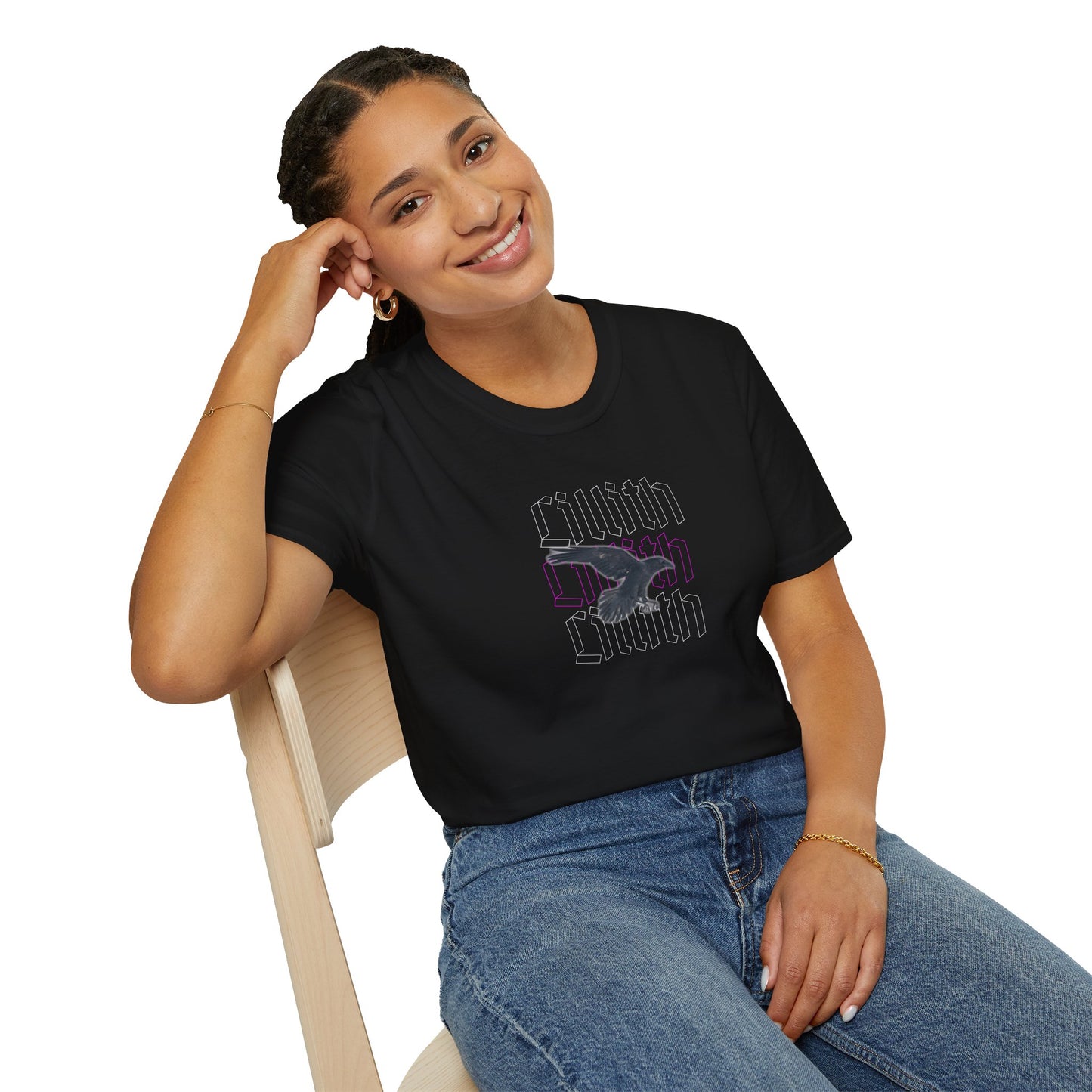 Lilith Crow Shirt, Occult Feminine Power Tee, Gothic Name Print with Raven Spirit Animal