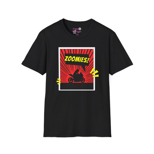 ZOOMIES! Motorcycle Comic Shirt, Sport Bike Rider Graphic Tee, High Octane Chaos Core, Racer Gift