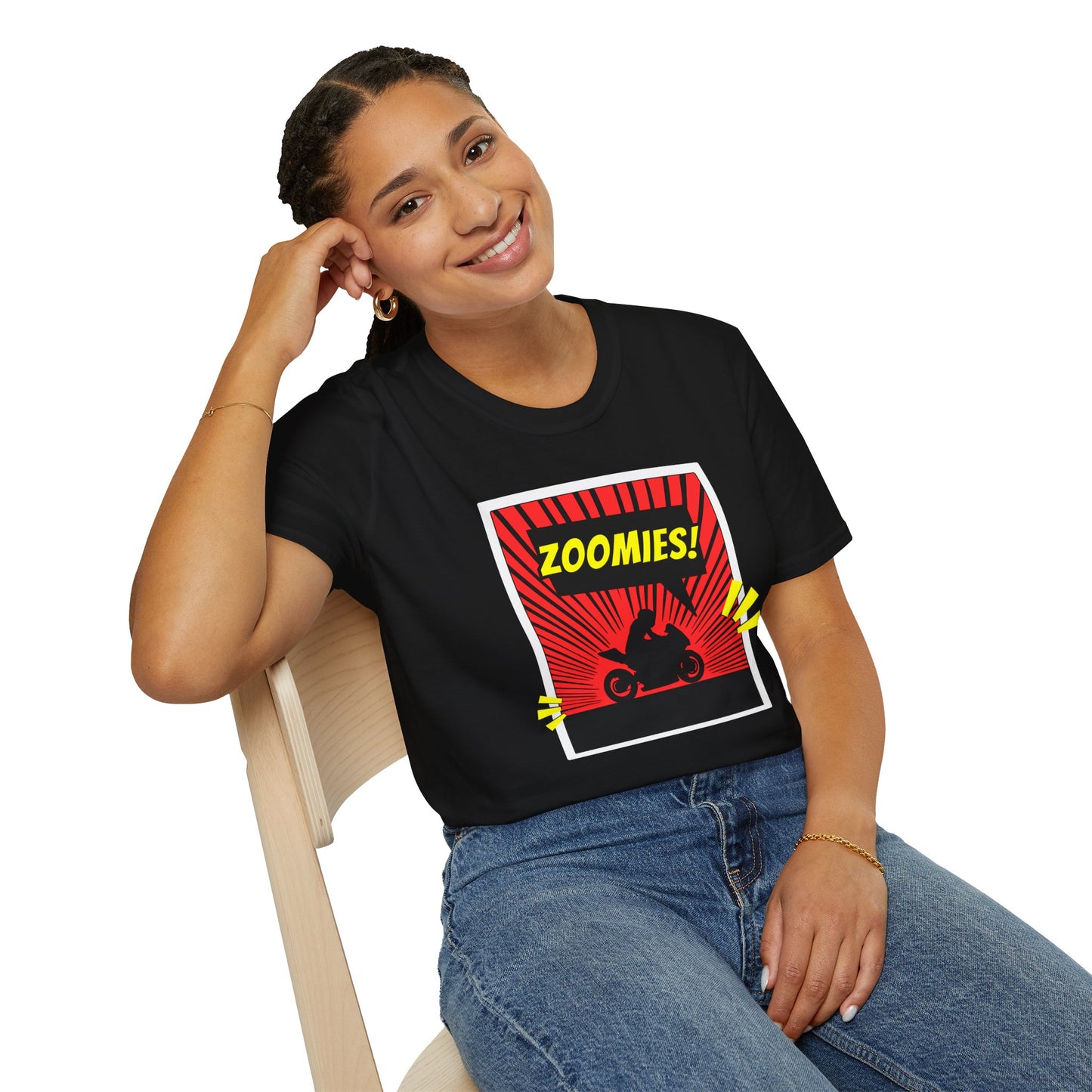 ZOOMIES! Motorcycle Comic Shirt, Sport Bike Rider Graphic Tee, High Octane Chaos Core, Racer Gift
