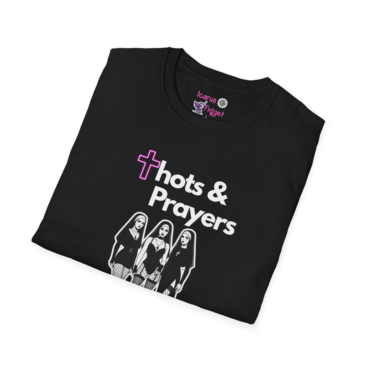 Thots & Prayers T-Shirt | Retro Nuns Graphic, Edgy Faith Satire