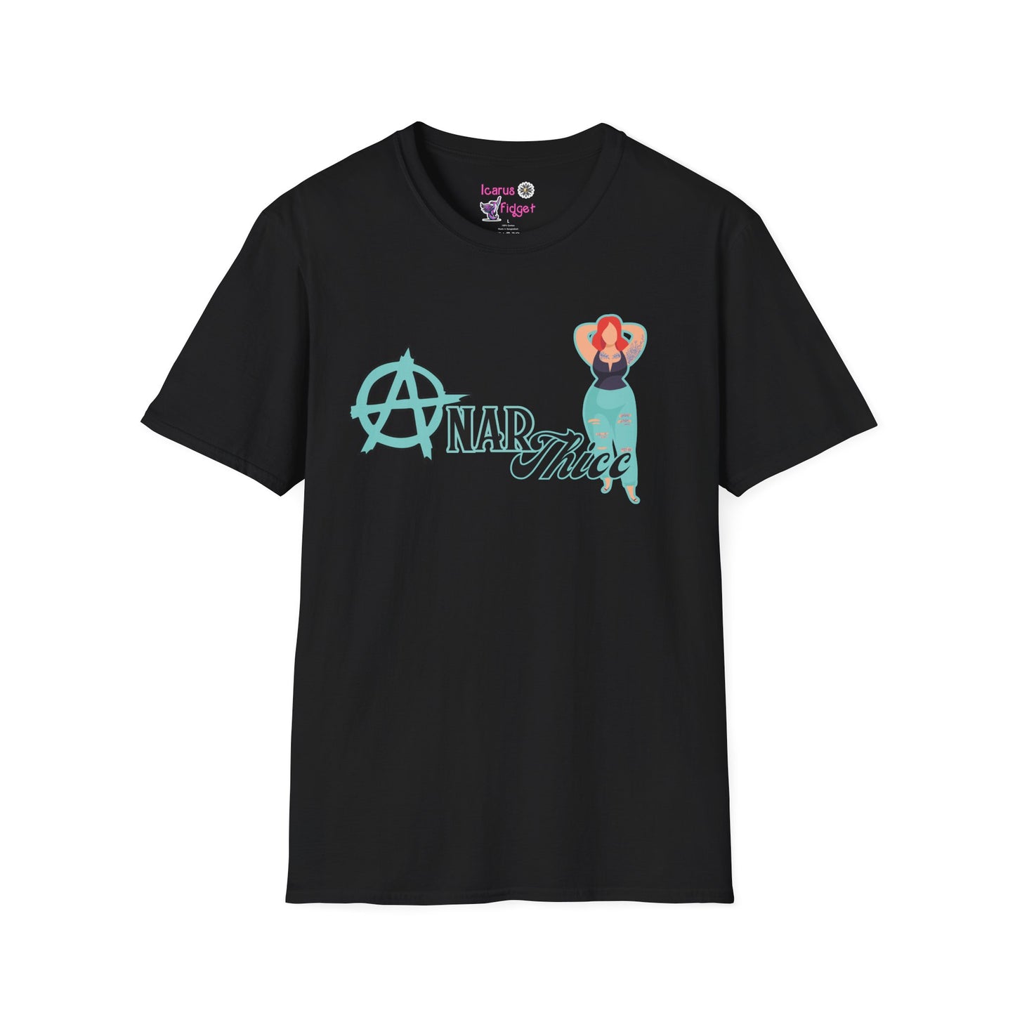 AnarThicc Body Positive Punk Shirt, Alt Plus Size Babe Tee, Tattooed Rebel Thicc Girl Graphic