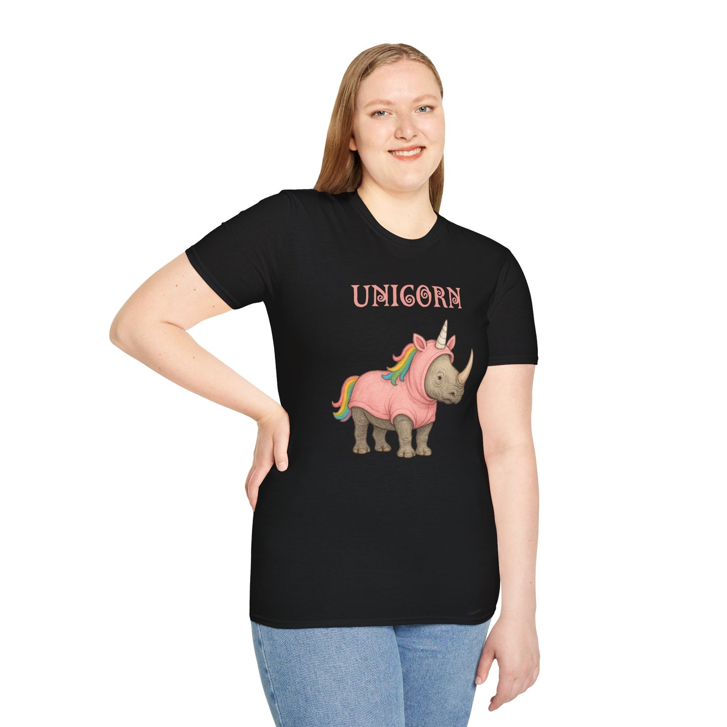 Unicorn Rhino Shirt, Funny Rainbow Rhino in T Shirt, Cute Animal Meme Tee, LGBTQ Kawaii Gift