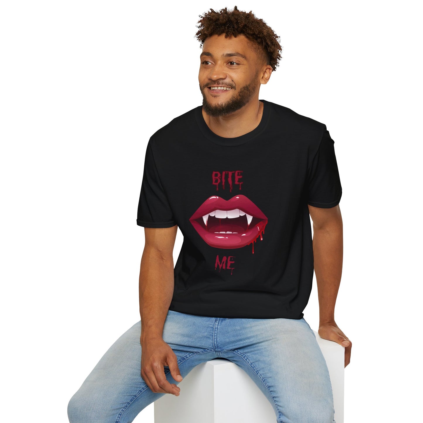 Bite Me Vampire Lips Shirt, Gothic Fang Babe Tee, Sexy Blood Drip Horrorcore Graphic